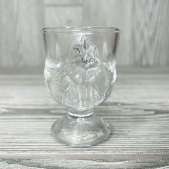 Vintage clear Glass Hen Chicken Egg Cup Holder made in France 2.75 “ figurine - Picture 7 of 7